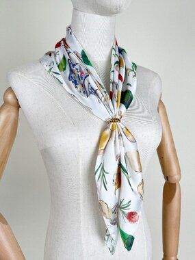 Anthropologie Novelty Print Silky Scarf Bandana European Mediterranean Euro Girl